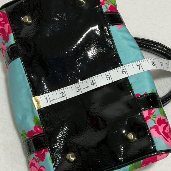 Betsey Johnson Turquoise & Pink Floral Satchel Handbag - Picture 16 of 16